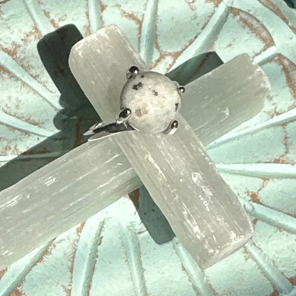 white dendritic Opal silver Victorian gem ring - Picture 1 of 4